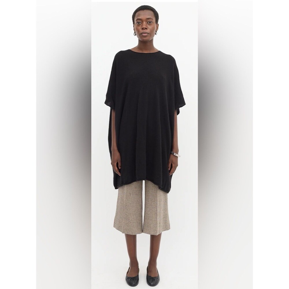 The Row Black Cashmere Silk Oversized Tunic Cocoon Sweater Lagenlook Minimalist